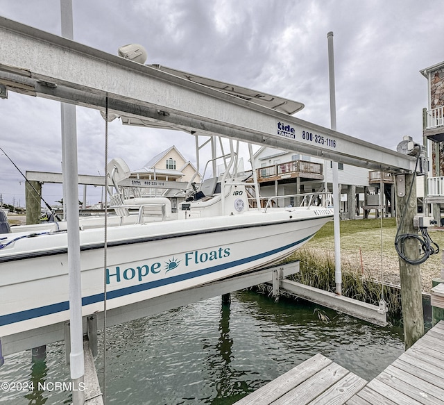 view of dock featuring a water view