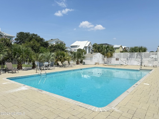 view of pool featuring a patio