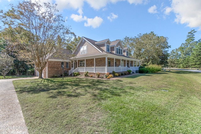 view of front of house with a front lawn and a porch