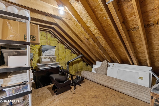 view of unfinished attic