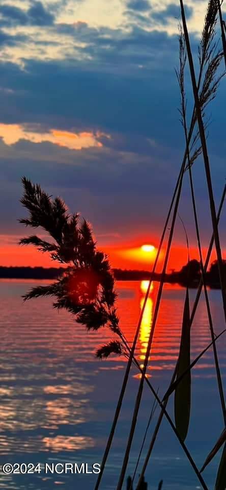 nature at dusk featuring a water view