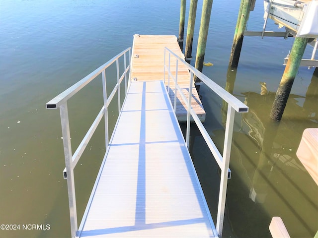 view of dock featuring a water view