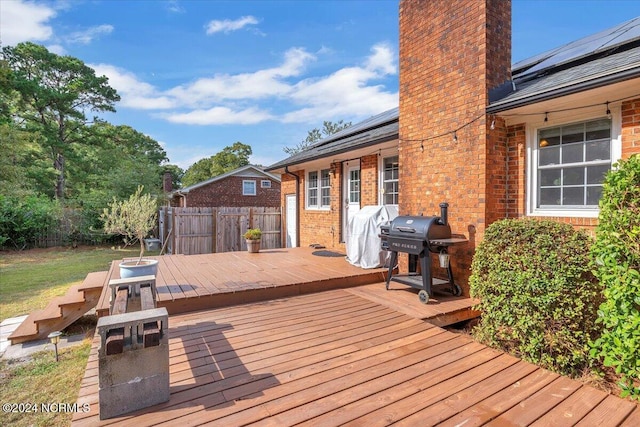 deck featuring grilling area