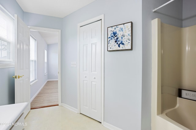 hall featuring light wood-type flooring