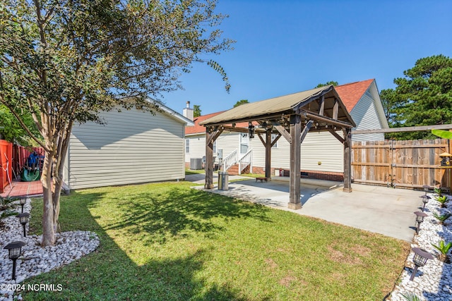 view of yard with a gazebo and a patio area