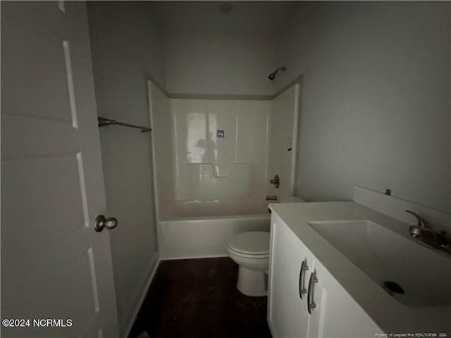 full bathroom with vanity, shower / washtub combination, and toilet