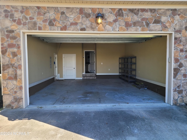 garage featuring wood ceiling