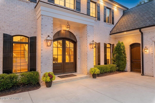 property entrance with french doors