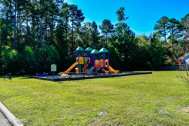 view of play area featuring a yard