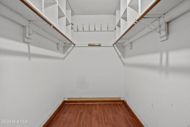 walk in closet with hardwood / wood-style flooring