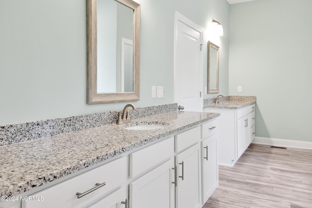 bathroom featuring vanity and wood-type flooring