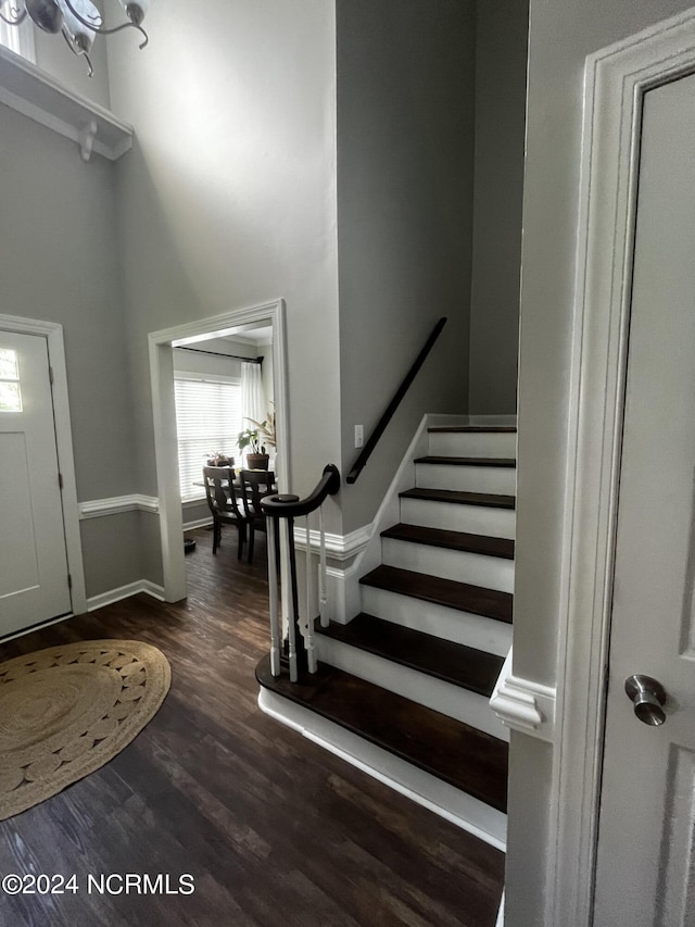 entryway featuring dark wood-type flooring