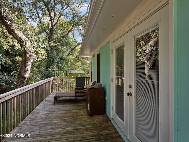 wooden deck with french doors