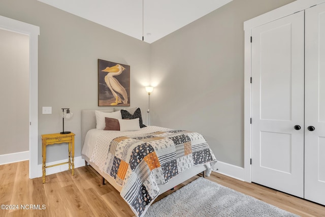 bedroom featuring a closet and wood-type flooring