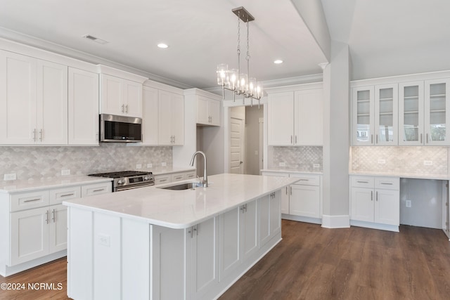 kitchen featuring white cabinetry, stainless steel appliances, sink, and dark hardwood / wood-style floors