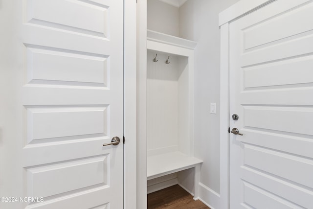 mudroom with hardwood / wood-style floors