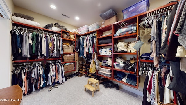 spacious closet with carpet flooring