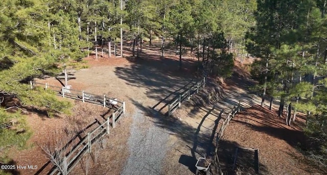 aerial view with a rural view