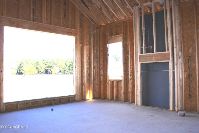 misc room featuring lofted ceiling