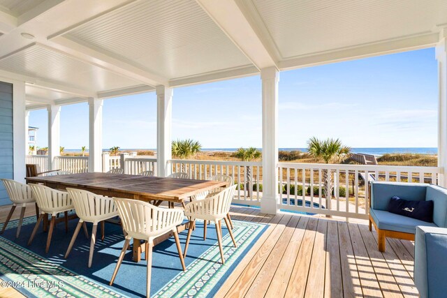 deck with a water view