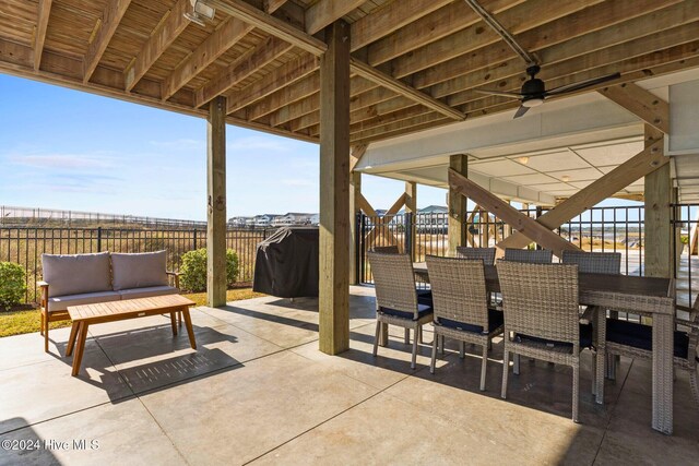 view of patio with ceiling fan