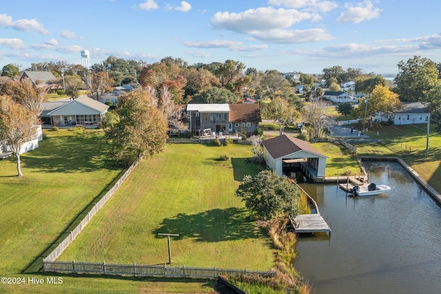 403 W Spring St, Swansboro, NC 28584 - aerial perspective of suburban area with a large body of water