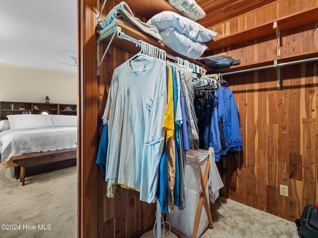 spacious closet featuring carpet flooring