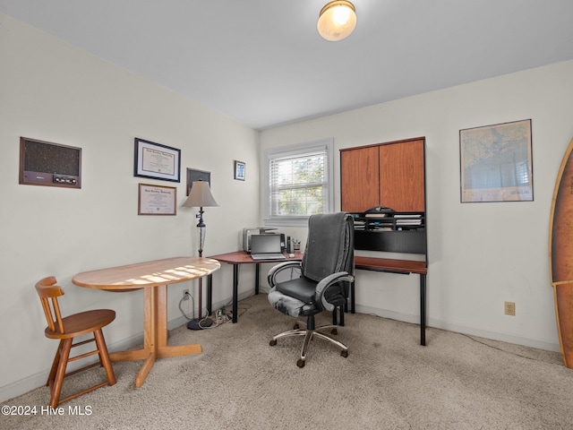 view of carpeted office space