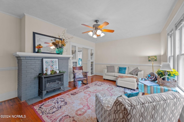 403 Ave D, New Bern, NC 28560 - living area with hardwood / wood-style floors, baseboards, and a ceiling fan