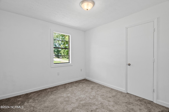 empty room with a textured ceiling and carpet floors