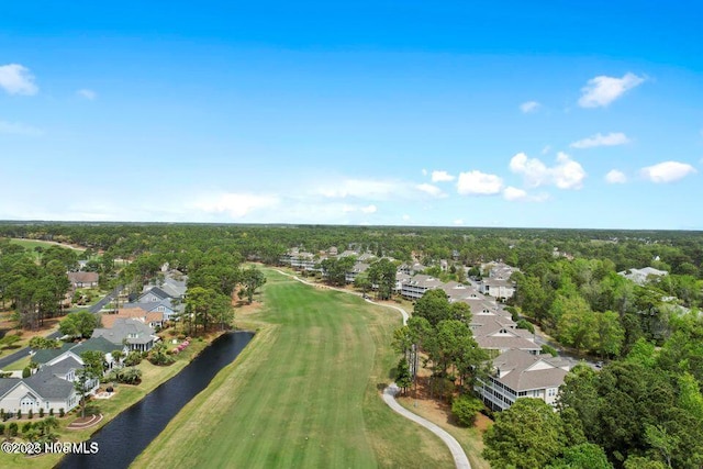 birds eye view of property featuring a residential view and a water view