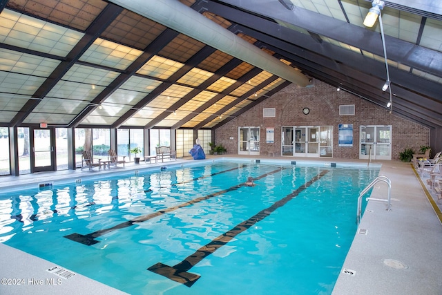 pool with a patio area