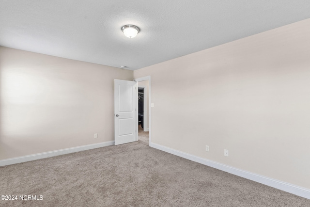 empty room featuring light carpet and a textured ceiling