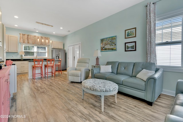 living room featuring light wood-type flooring