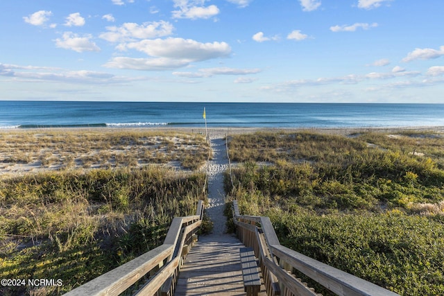 view of water feature with a view of the beach