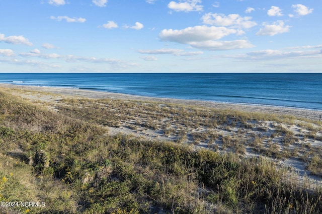 property view of water featuring a view of the beach