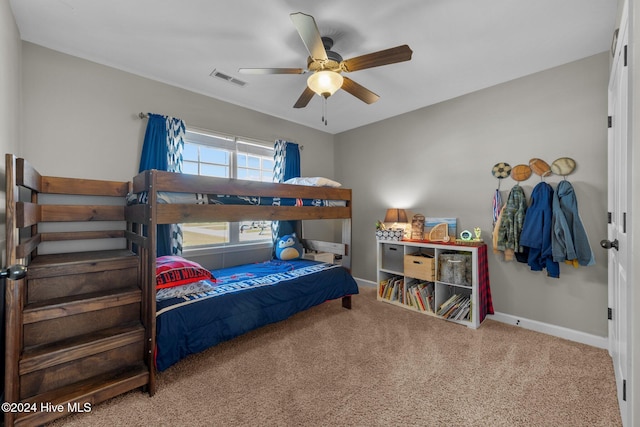 bedroom with carpet and ceiling fan