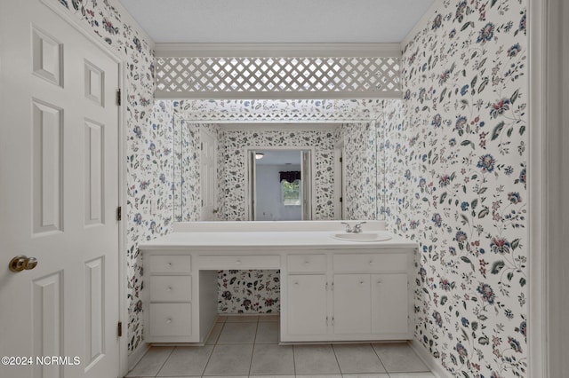 bathroom featuring vanity and tile patterned flooring