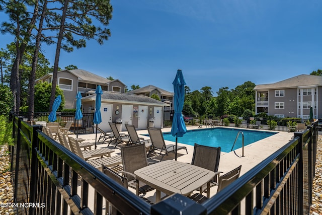 view of pool featuring a patio