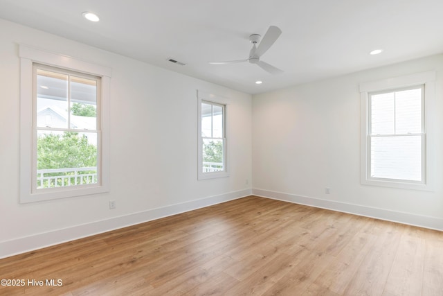 5312 Hanahan Dr, Wilmington, NC 28403 - spare room with plenty of natural light, light wood-style floors, a ceiling fan, and recessed lighting