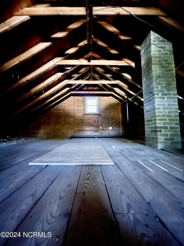 view of unfinished attic