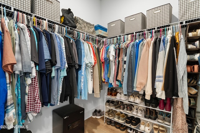 walk in closet featuring hardwood / wood-style floors