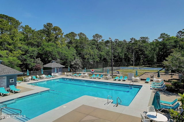 view of pool featuring a patio area