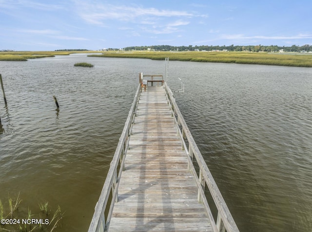 view of dock featuring a water view