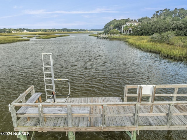 dock area featuring a water view