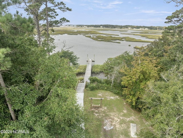 bird's eye view featuring a water view