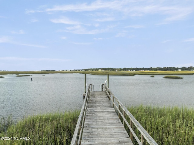 view of dock featuring a water view