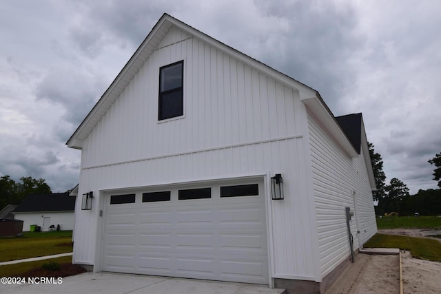 exterior space featuring a garage