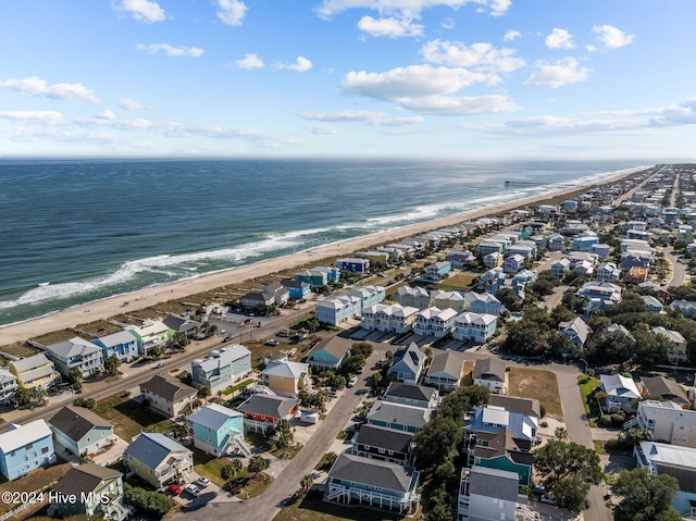 aerial view with a view of the beach and a water view