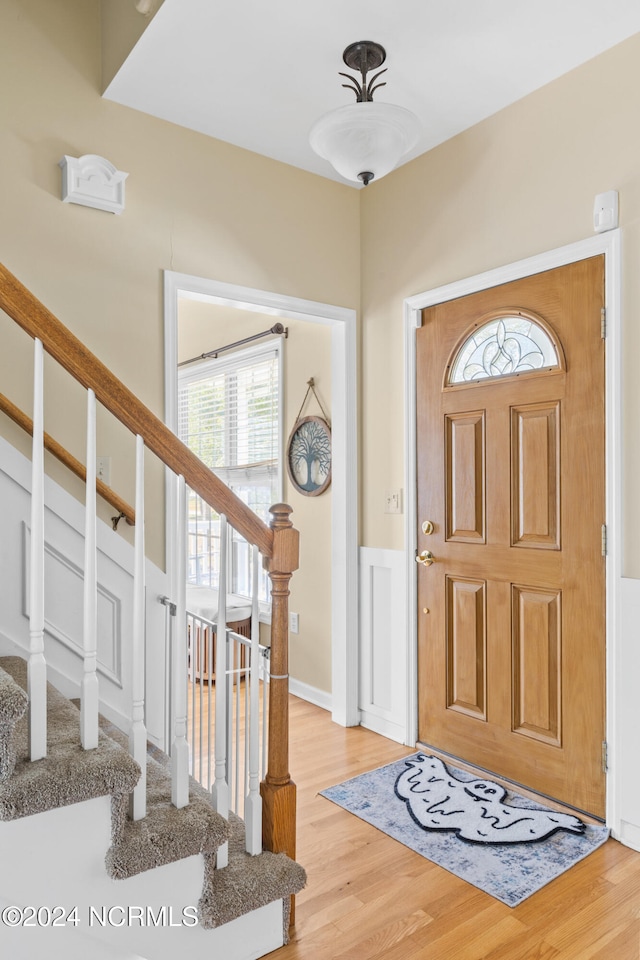 foyer entrance featuring light hardwood / wood-style flooring